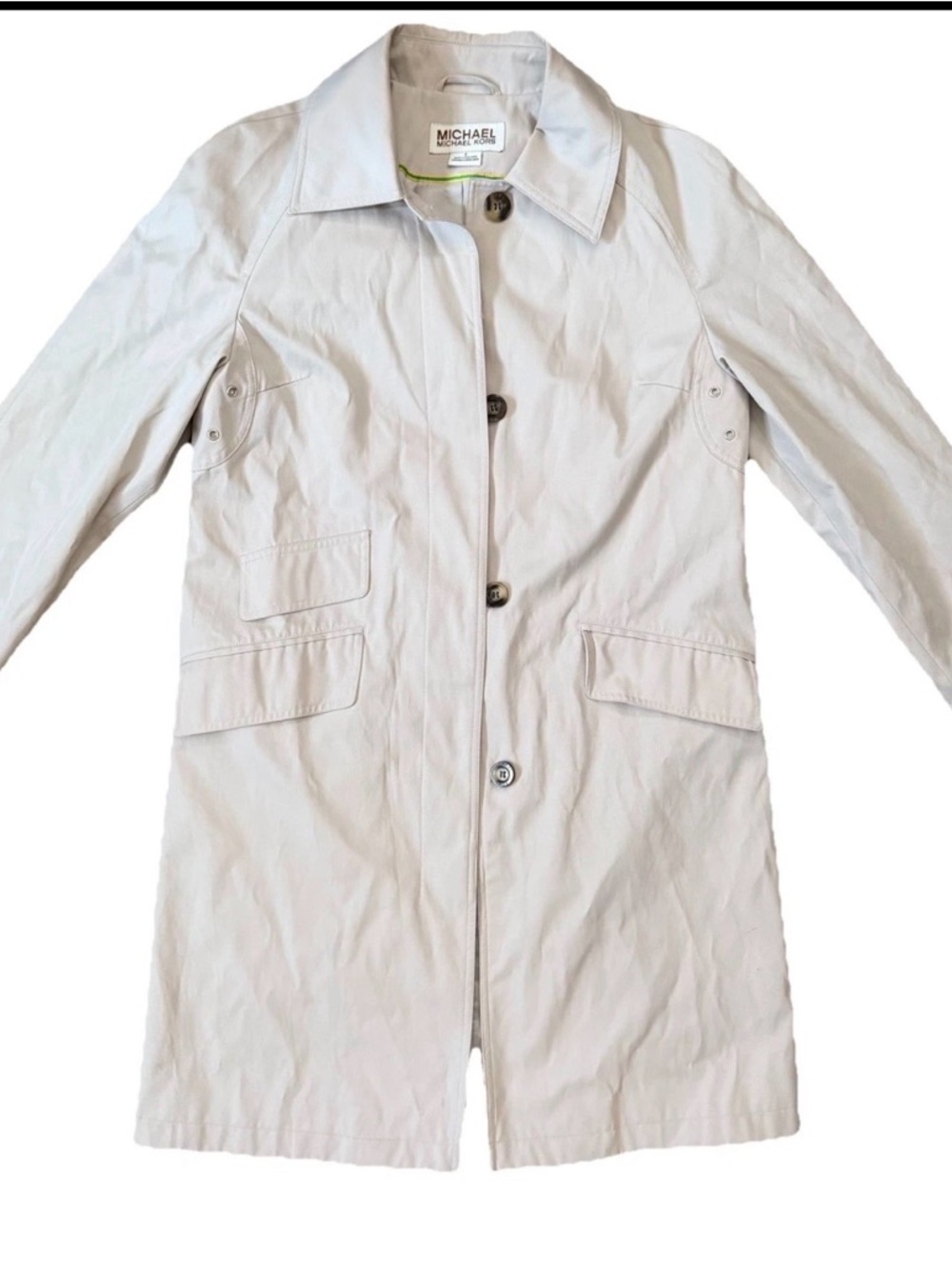 Michael Michael Kors Coat Womens small Beige Trench Rain Jacket Lined Classic